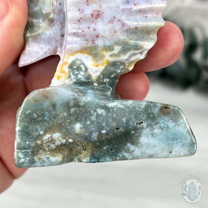 Druzy Ocean Jasper Seahorse Carving