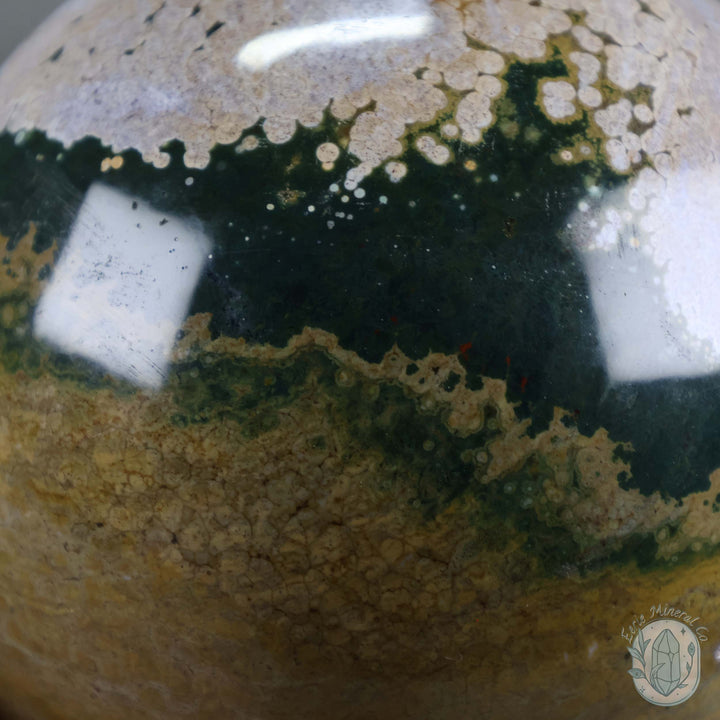 92mm Ocean Jasper Sphere with Hand Carved Stand