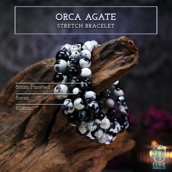 Orca Agate Gemstone Beaded Boho Stretch Bracelet