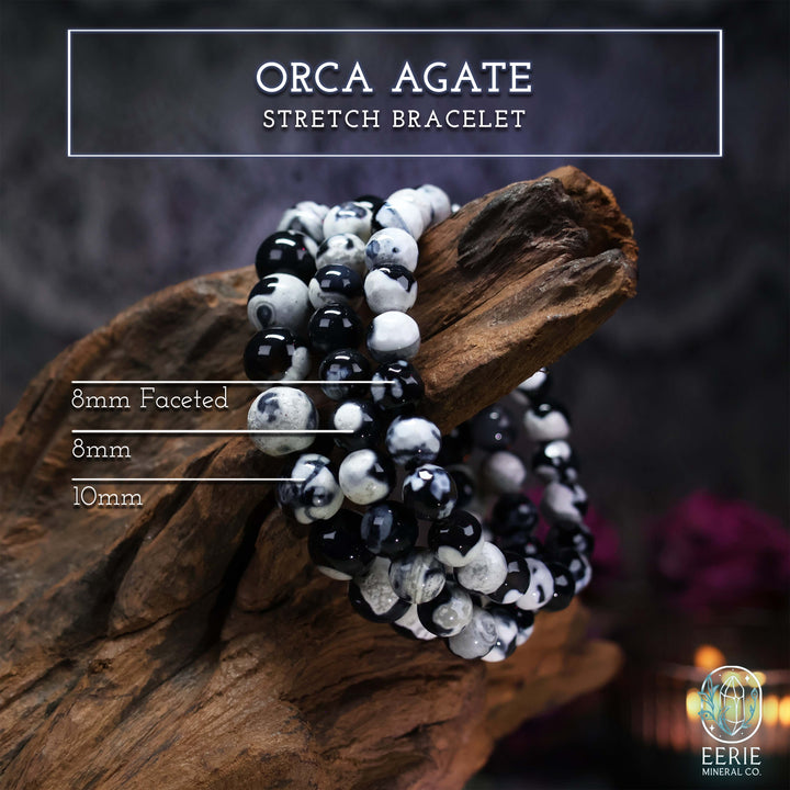 Orca Agate Gemstone Beaded Boho Stretch Bracelet