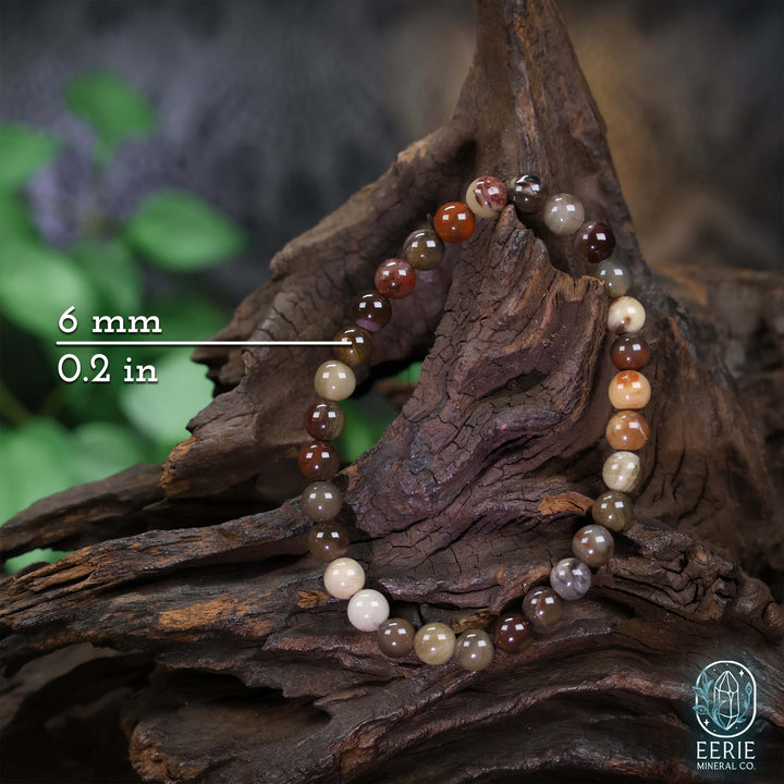 Petrified Wood Gemstone Beaded Boho Stretch Bracelet
