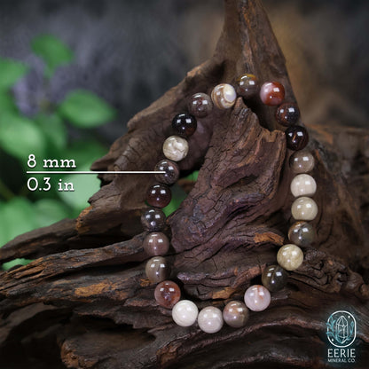 Petrified Wood Gemstone Beaded Boho Stretch Bracelet
