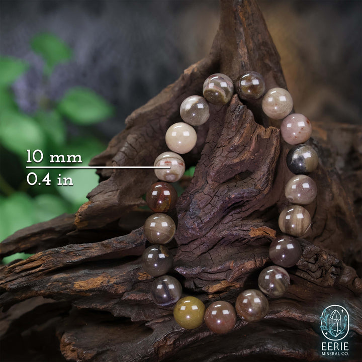 Petrified Wood Gemstone Beaded Boho Stretch Bracelet