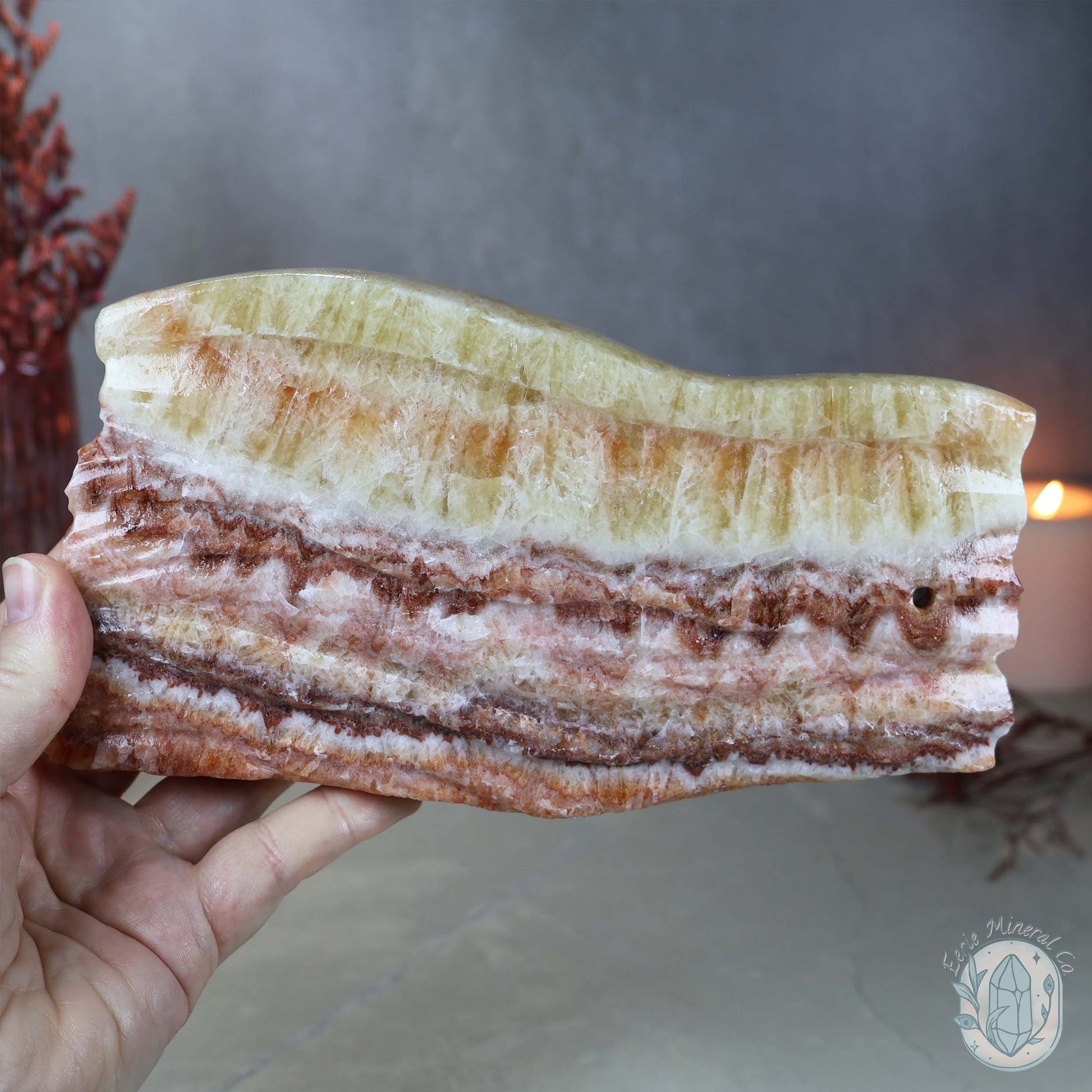 Polished Pork Stone (Red Banded Calcite) Specimen Slab