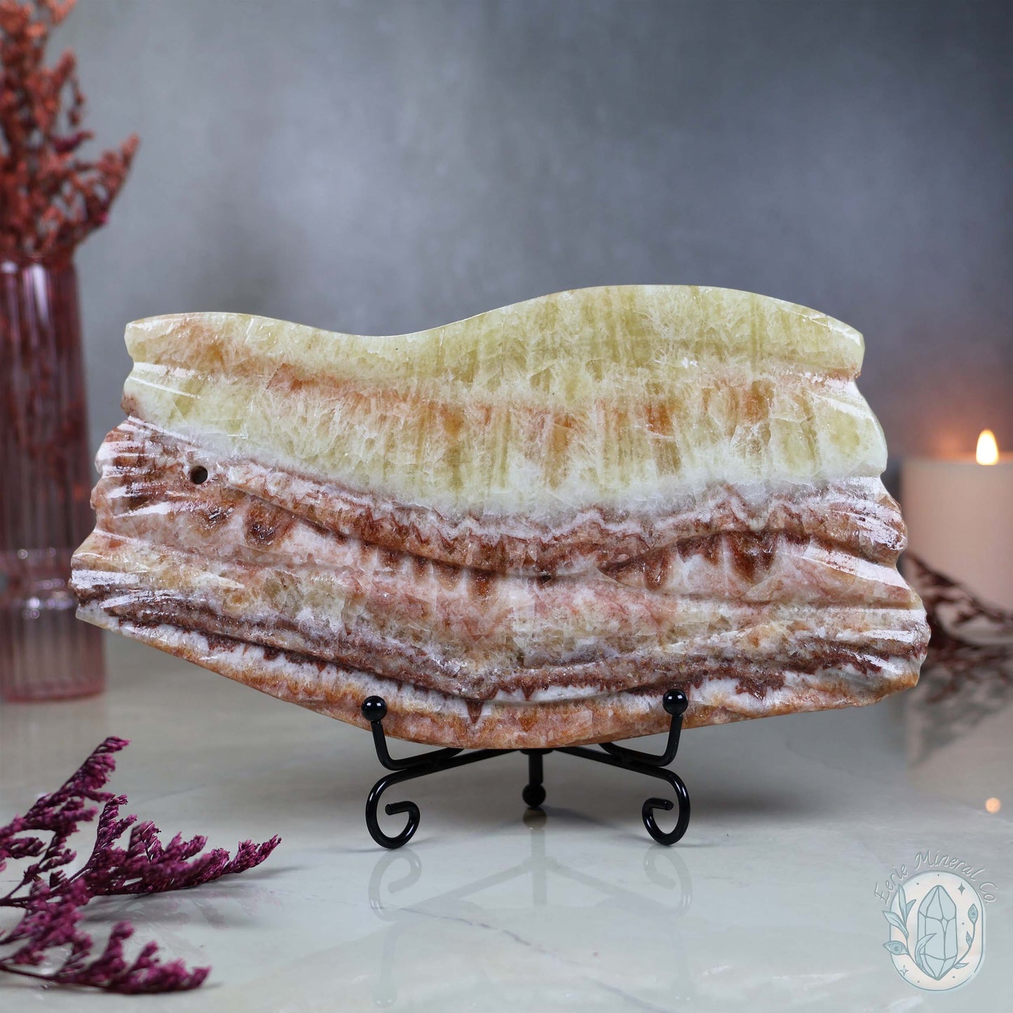 Pork Stone Specimen (Red Banded Calcite) Slab
