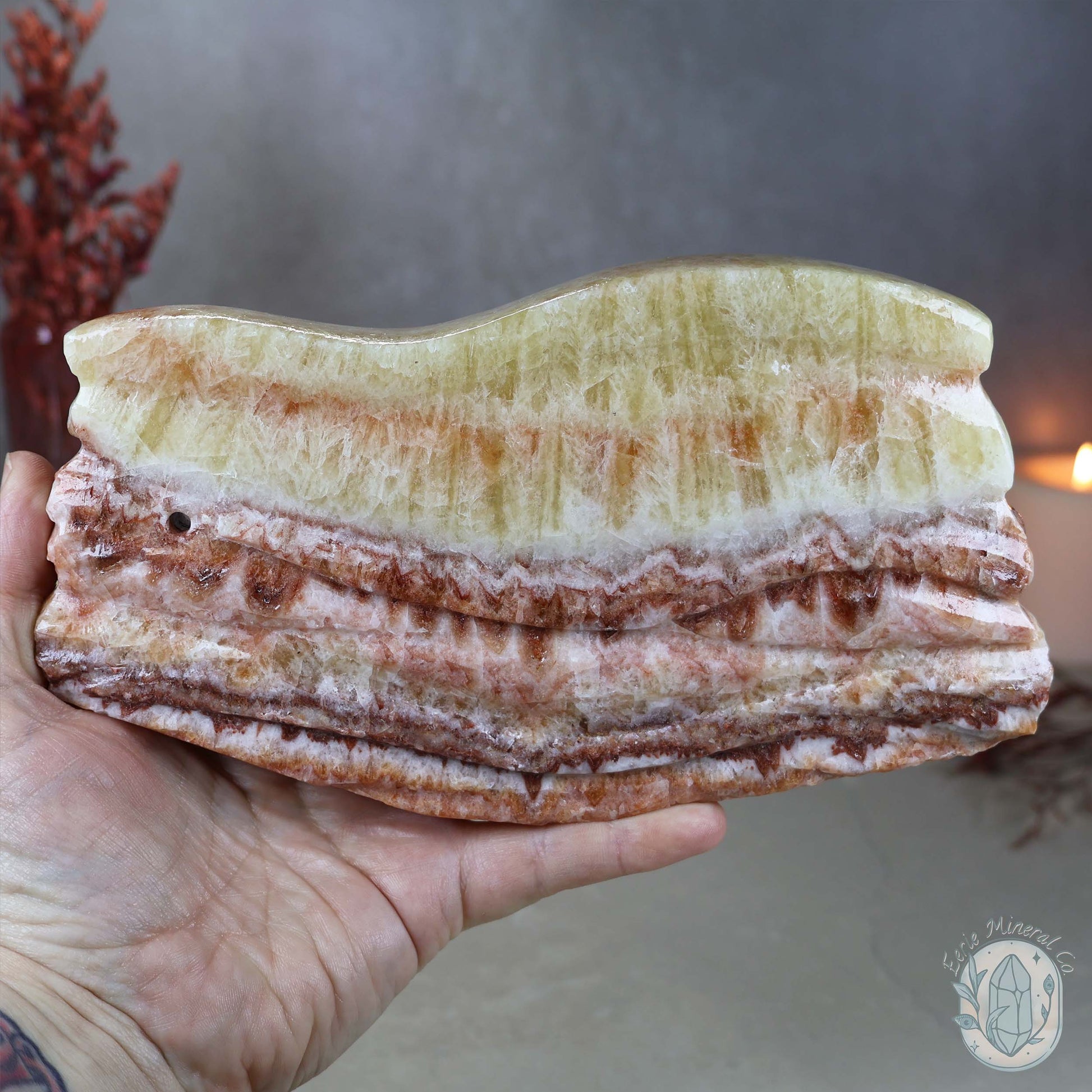 Pork Stone Specimen (Red Banded Calcite) Slab