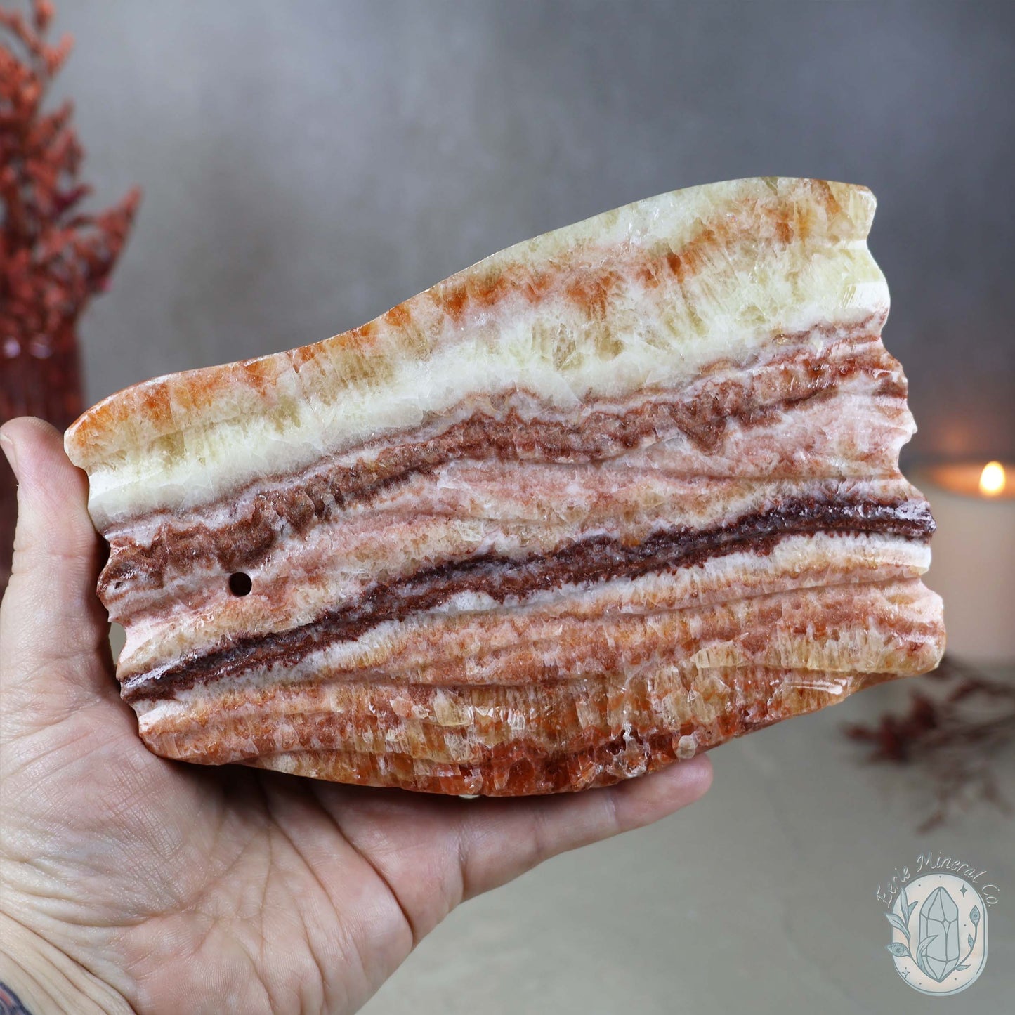 Polished Pork Stone (Red Banded Calcite) Specimen Slab