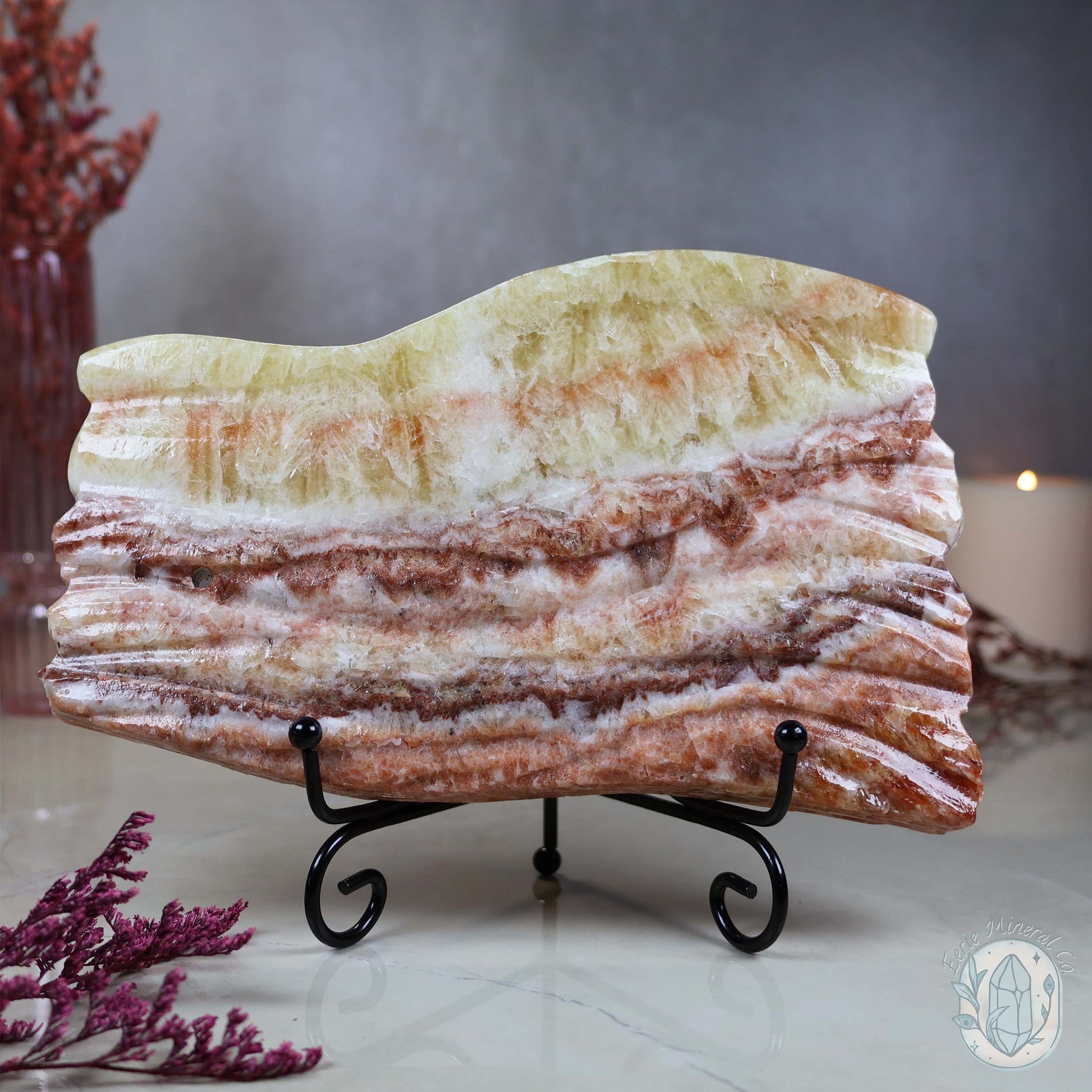 Polished Pork Stone (Red Banded Calcite) Specimen Slab
