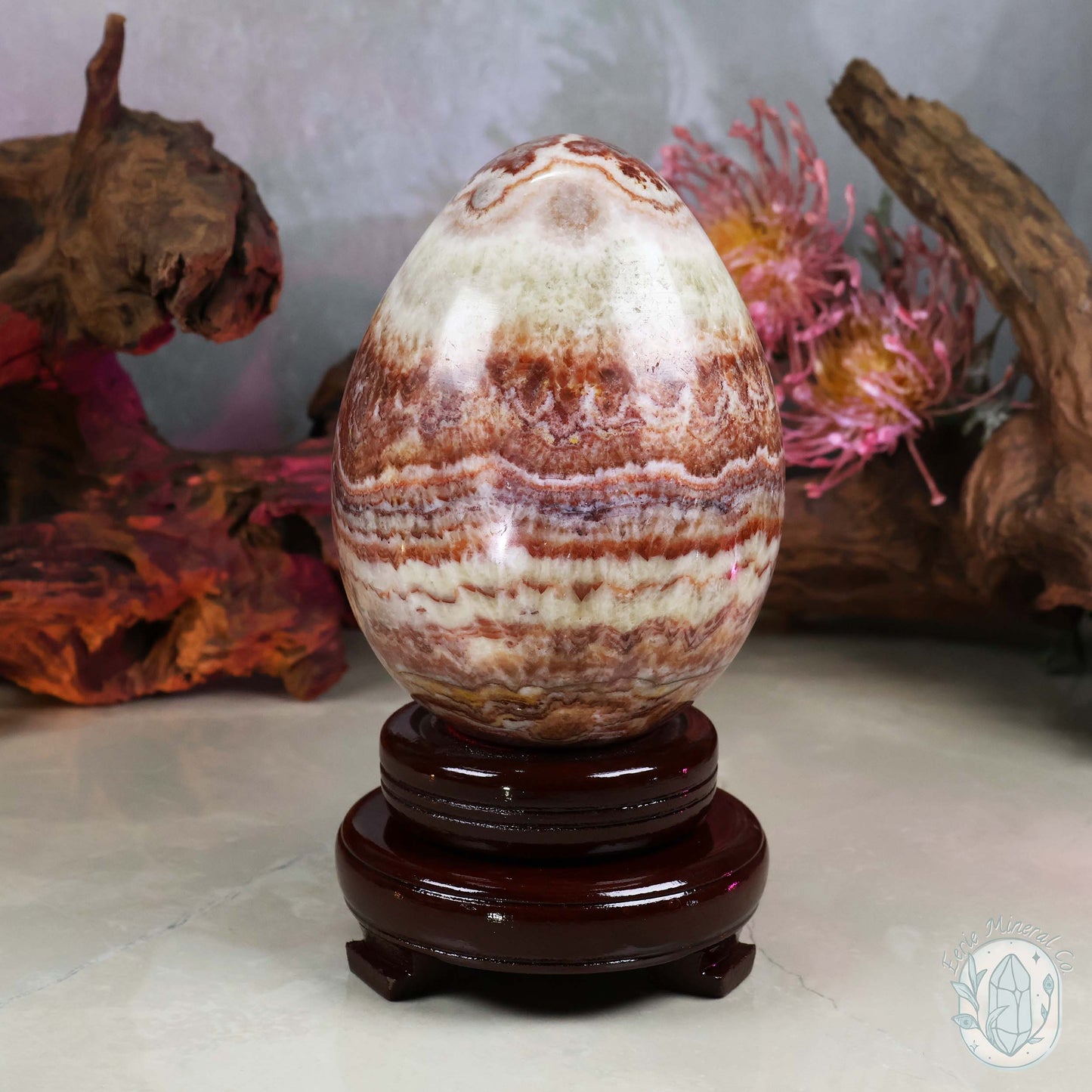 Large Pork Stone (Red Banded Calcite) Egg
