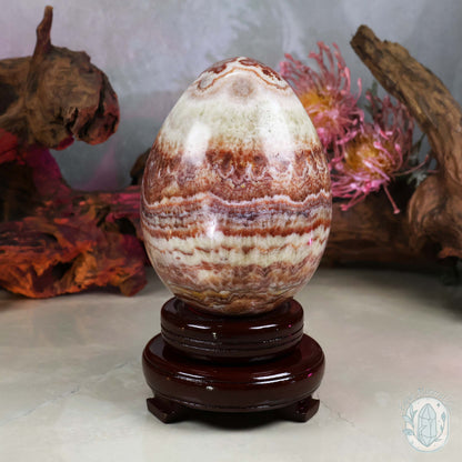 Large Pork Stone (Red Banded Calcite) Egg