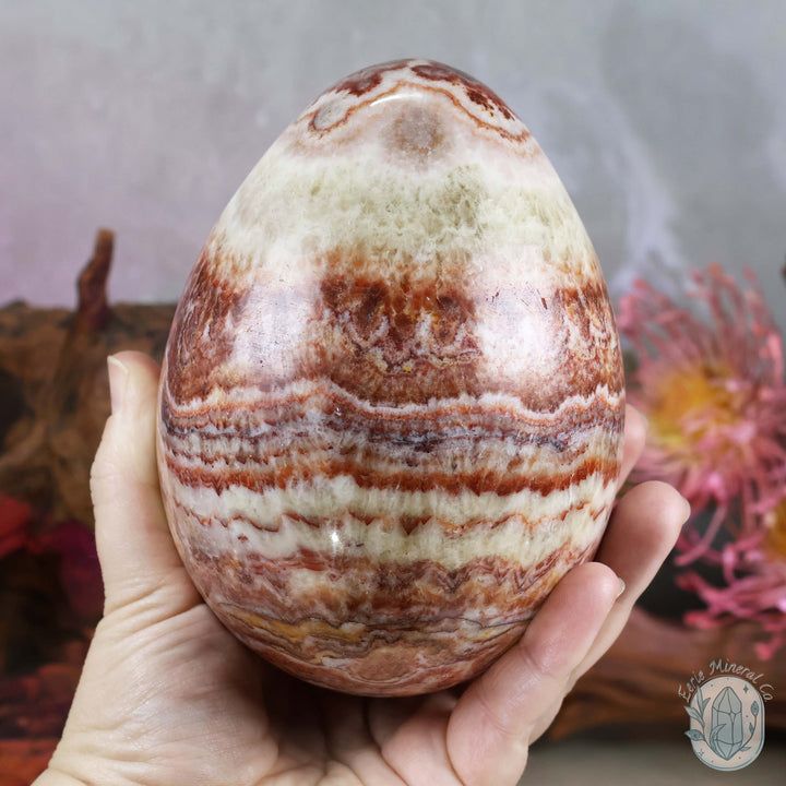 Large Porkstone (Red Banded Calcite) Egg