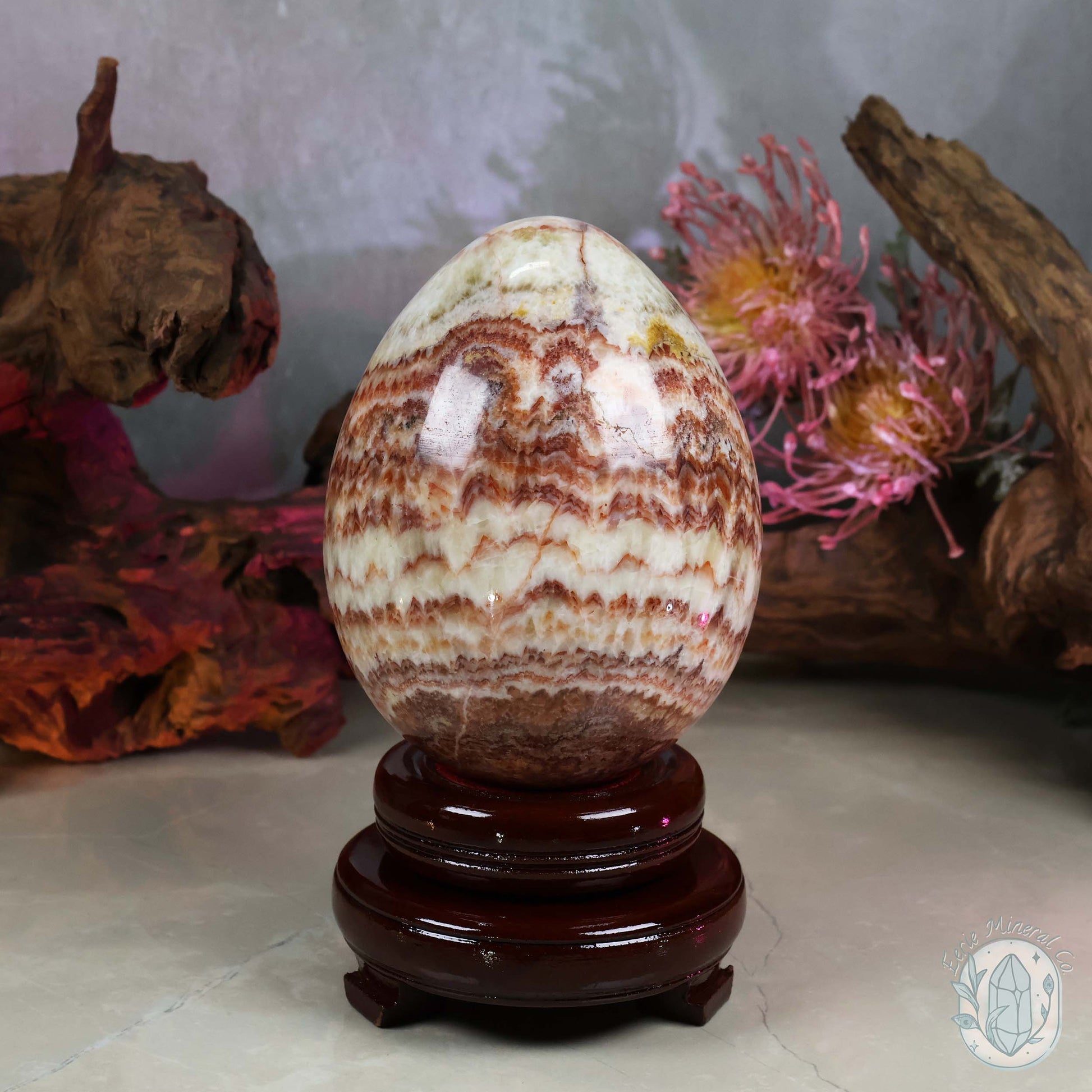Large Pork Stone (Red Banded Calcite) Egg