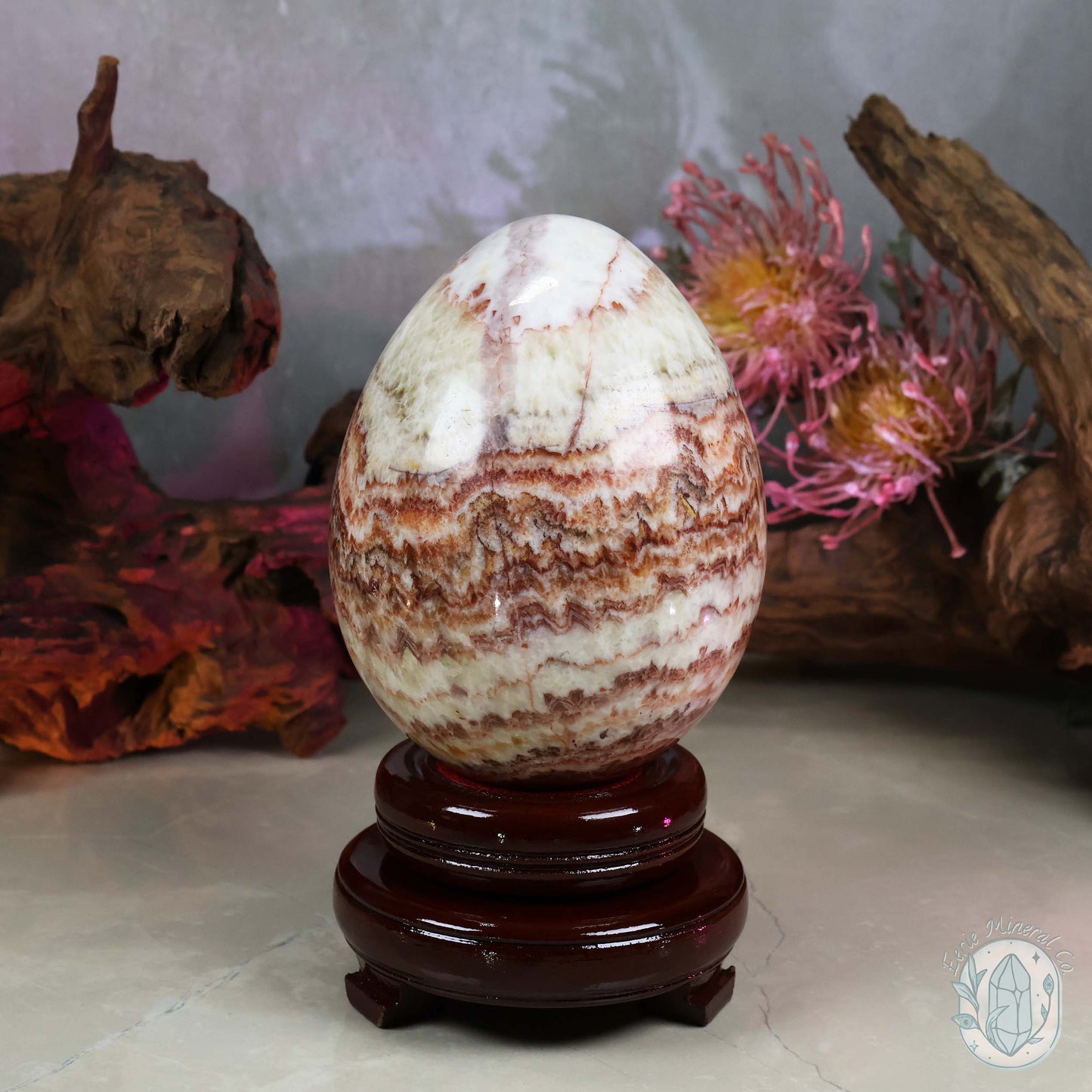 Large Pork Stone (Red Banded Calcite) Egg