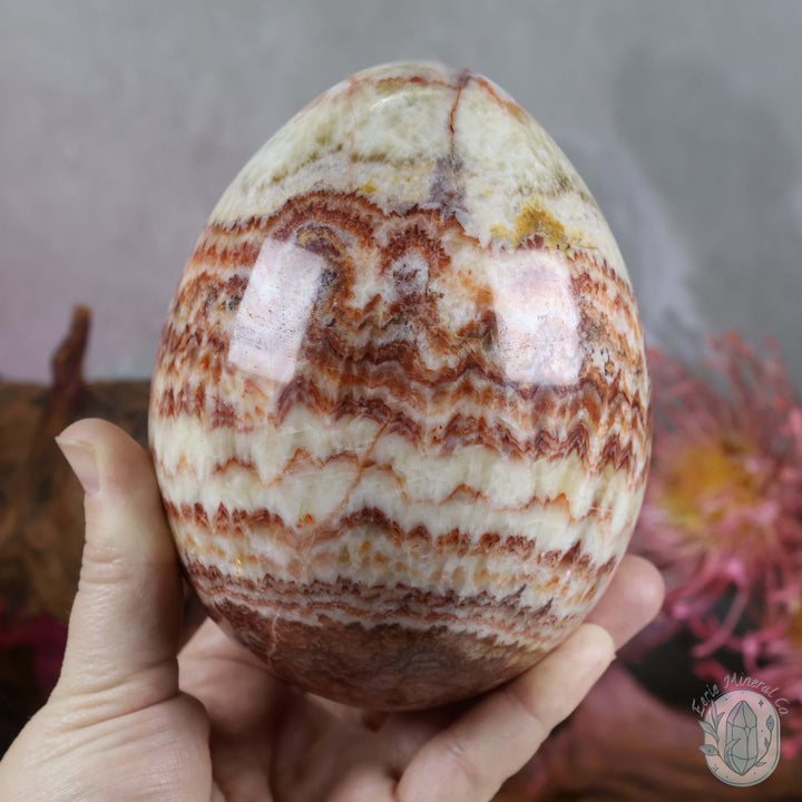 Large Pork Stone (Red Banded Calcite) Egg