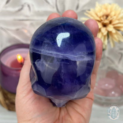 Polished Purple Fluorite Skull Carving