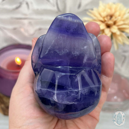 Polished Purple Fluorite Skull Carving