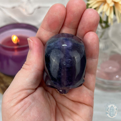Polished Rainbow Fluorite Skull Carving