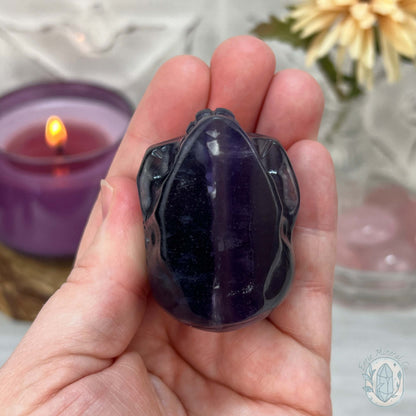Polished Rainbow Fluorite Skull Carving