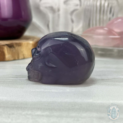 2.30" Polished Rainbow Fluorite Skull Carving