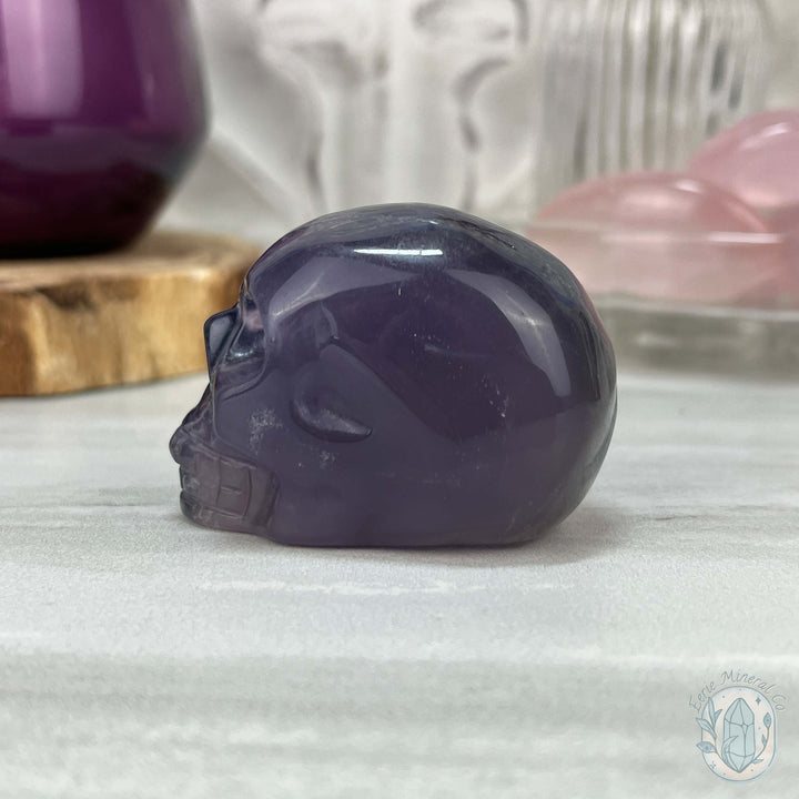 2.30" Polished Rainbow Fluorite Skull Carving