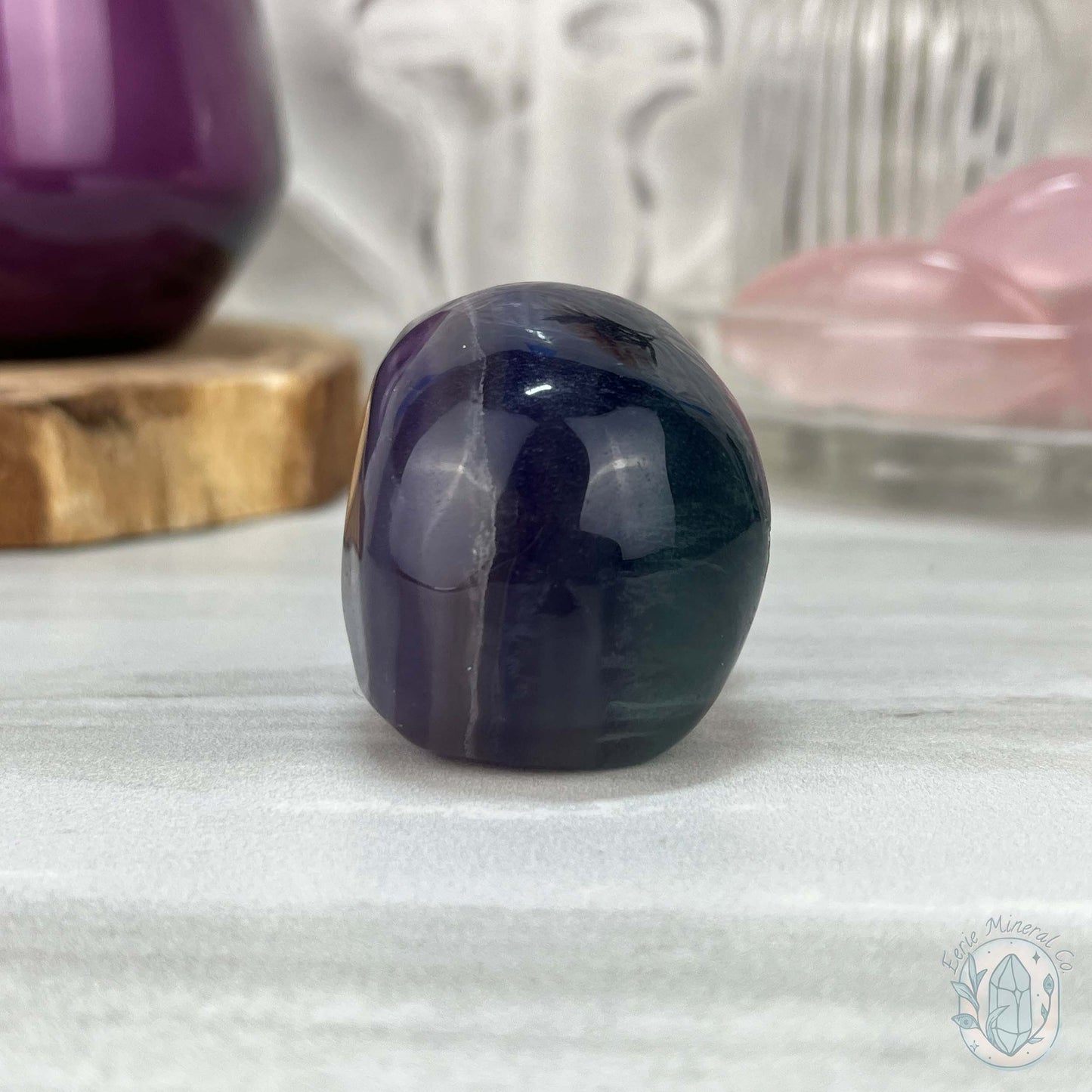 2.30" Polished Rainbow Fluorite Skull Carving