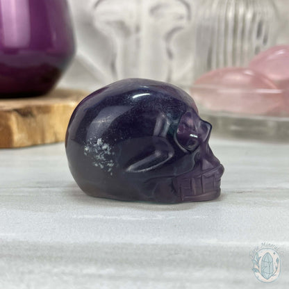 2.30" Polished Rainbow Fluorite Skull Carving