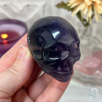 2.30" Polished Rainbow Fluorite Skull Carving