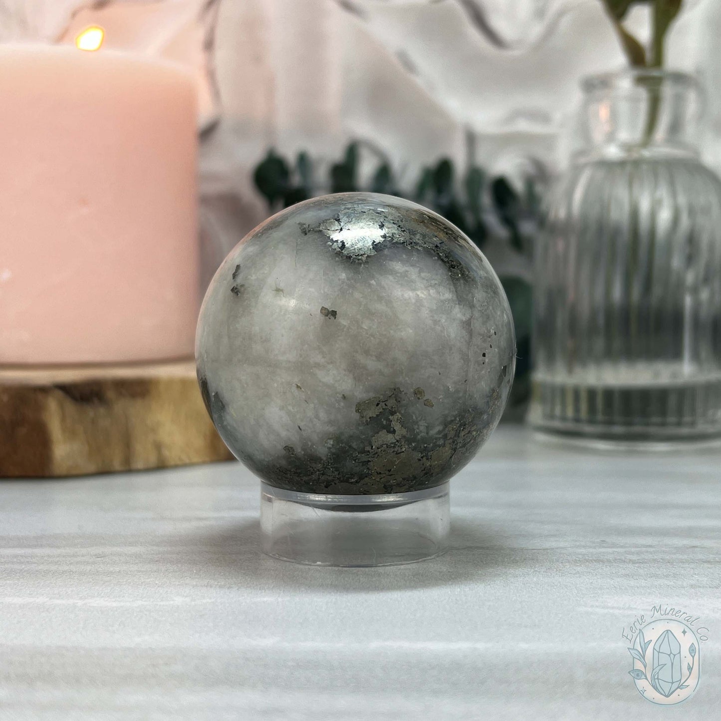 53mm Pyrite and Quartz Polished Sphere