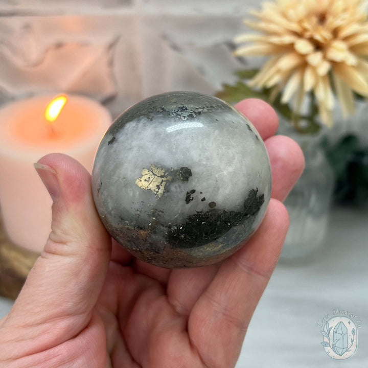 53mm Pyrite and Quartz Polished Sphere