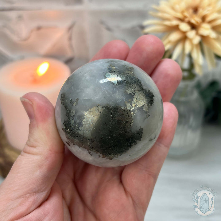 53mm Pyrite and Quartz Polished Sphere