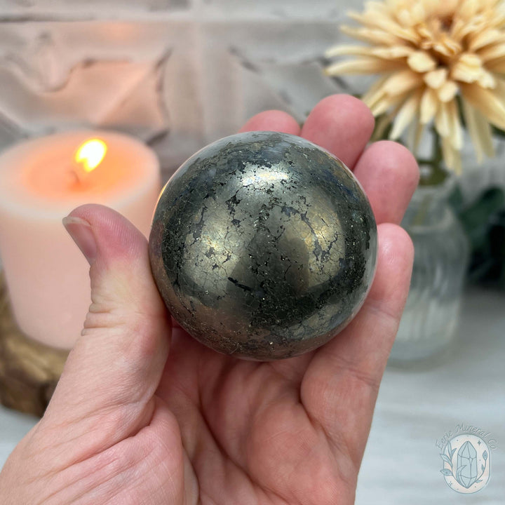 53mm Pyrite and Quartz Polished Sphere