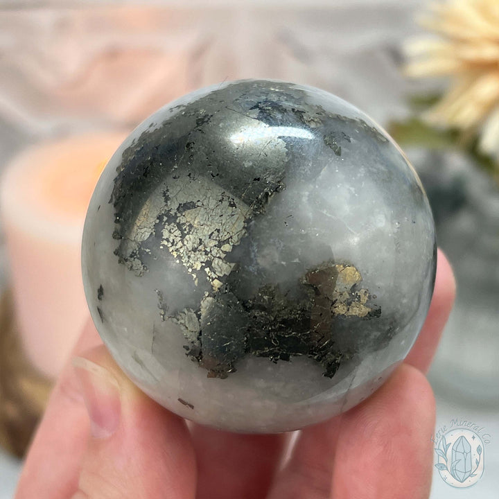 53mm Pyrite and Quartz Polished Sphere