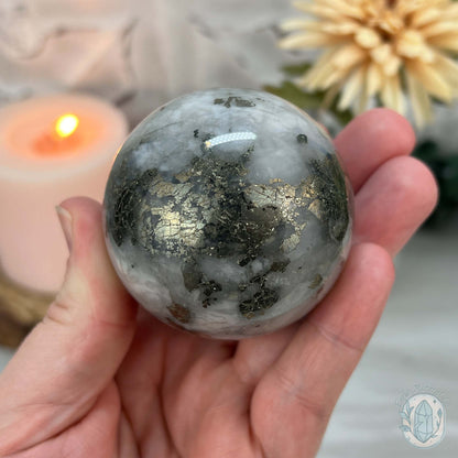 56mm Pyrite and Quartz Polished Sphere