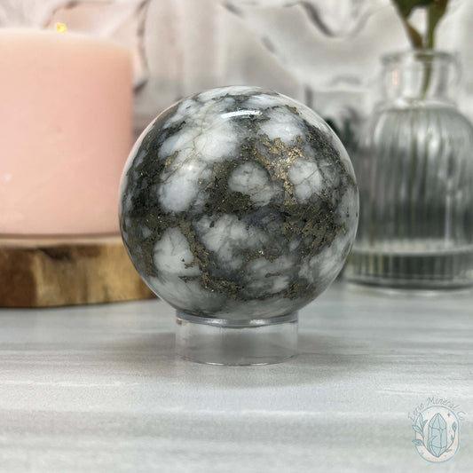 61mm Pyrite and Quartz Polished Sphere