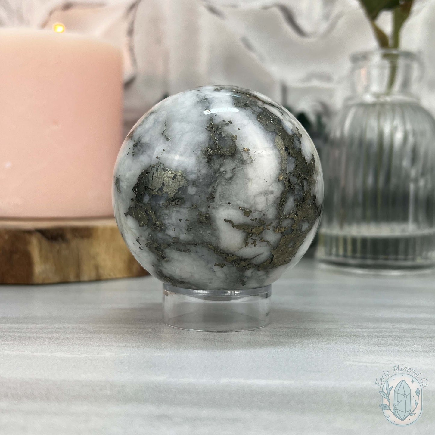61mm Pyrite and Quartz Polished Sphere