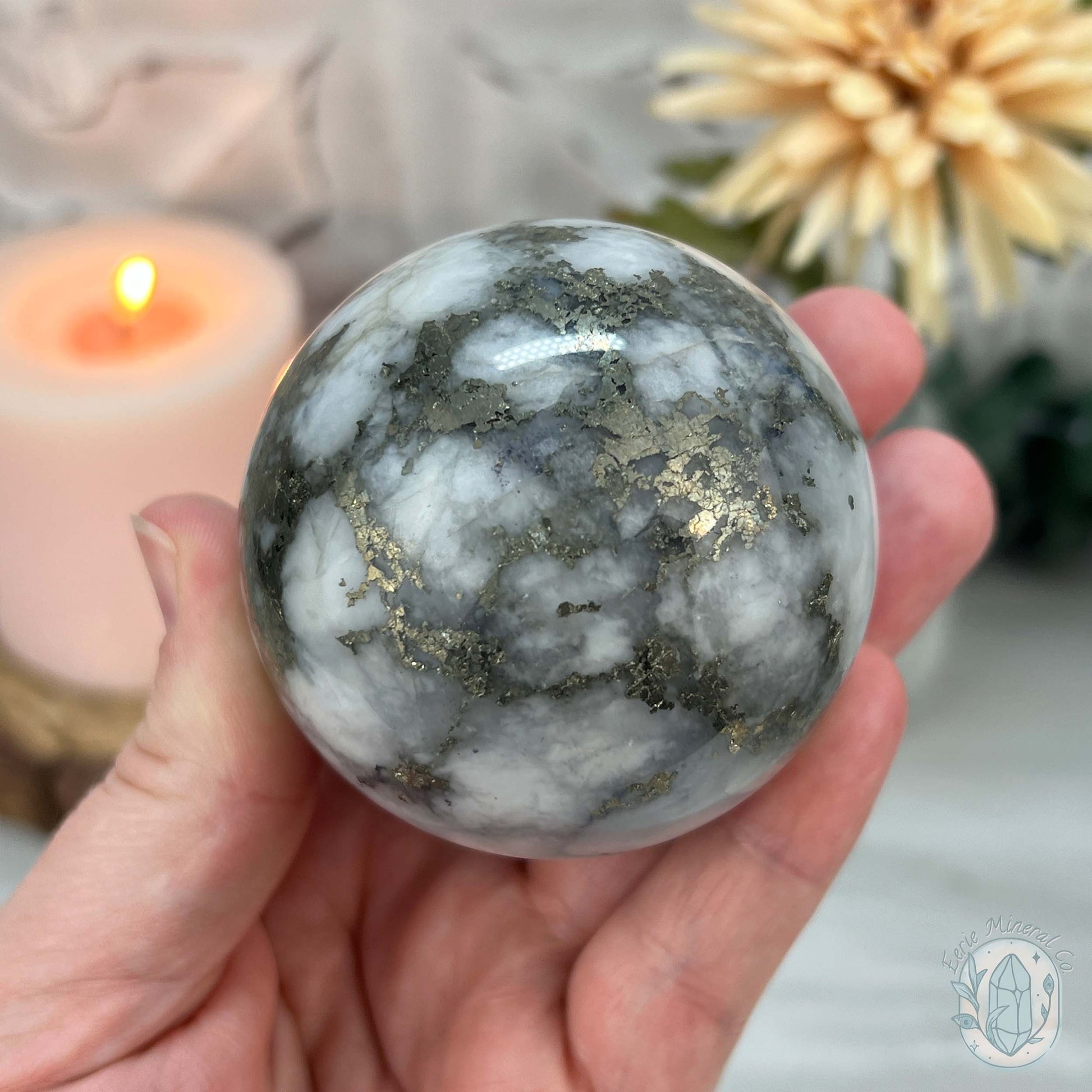 61mm Pyrite and Quartz Polished Sphere