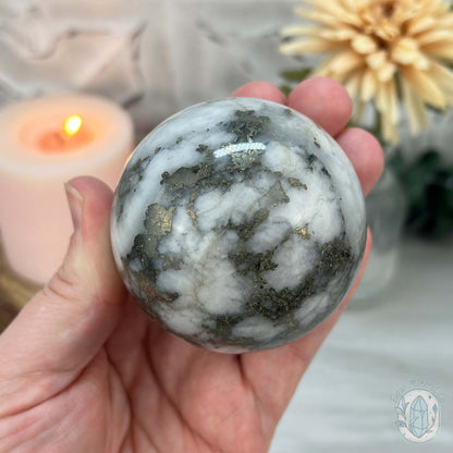 61mm Pyrite and Quartz Polished Sphere