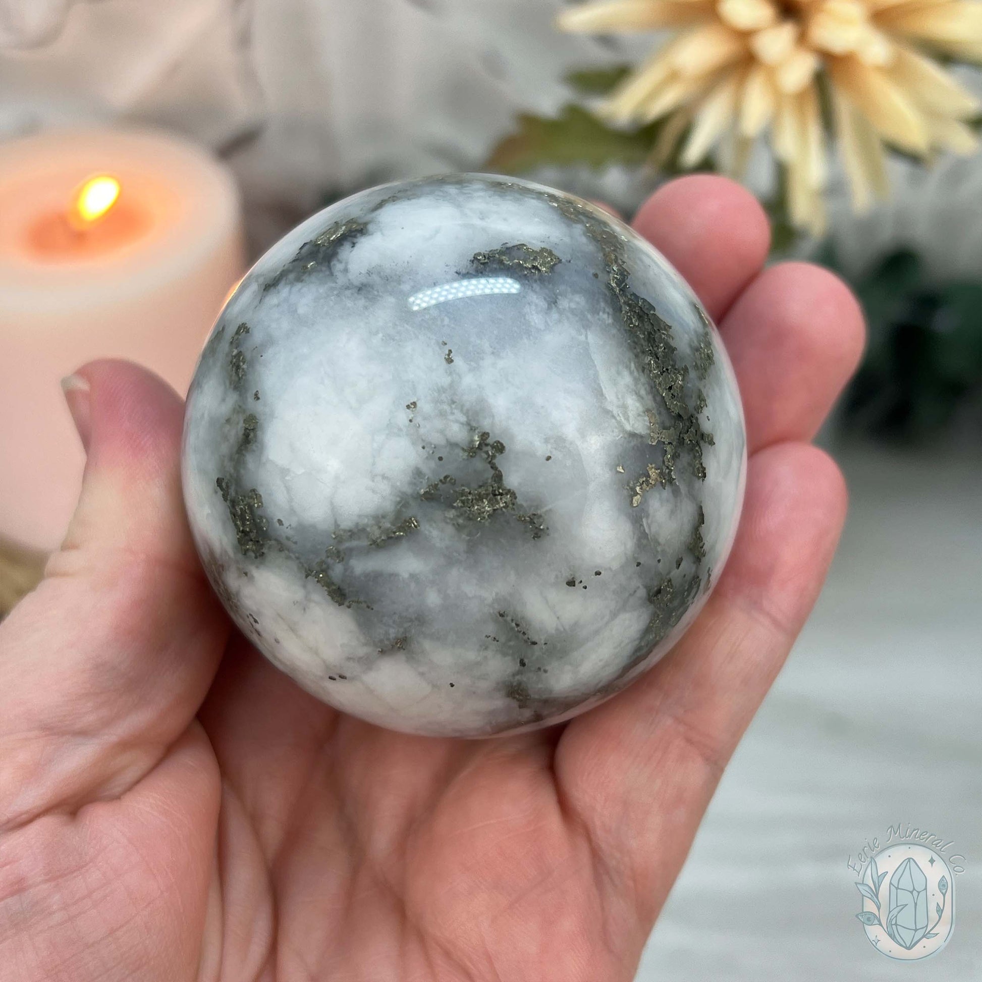 61mm Pyrite and Quartz Polished Sphere