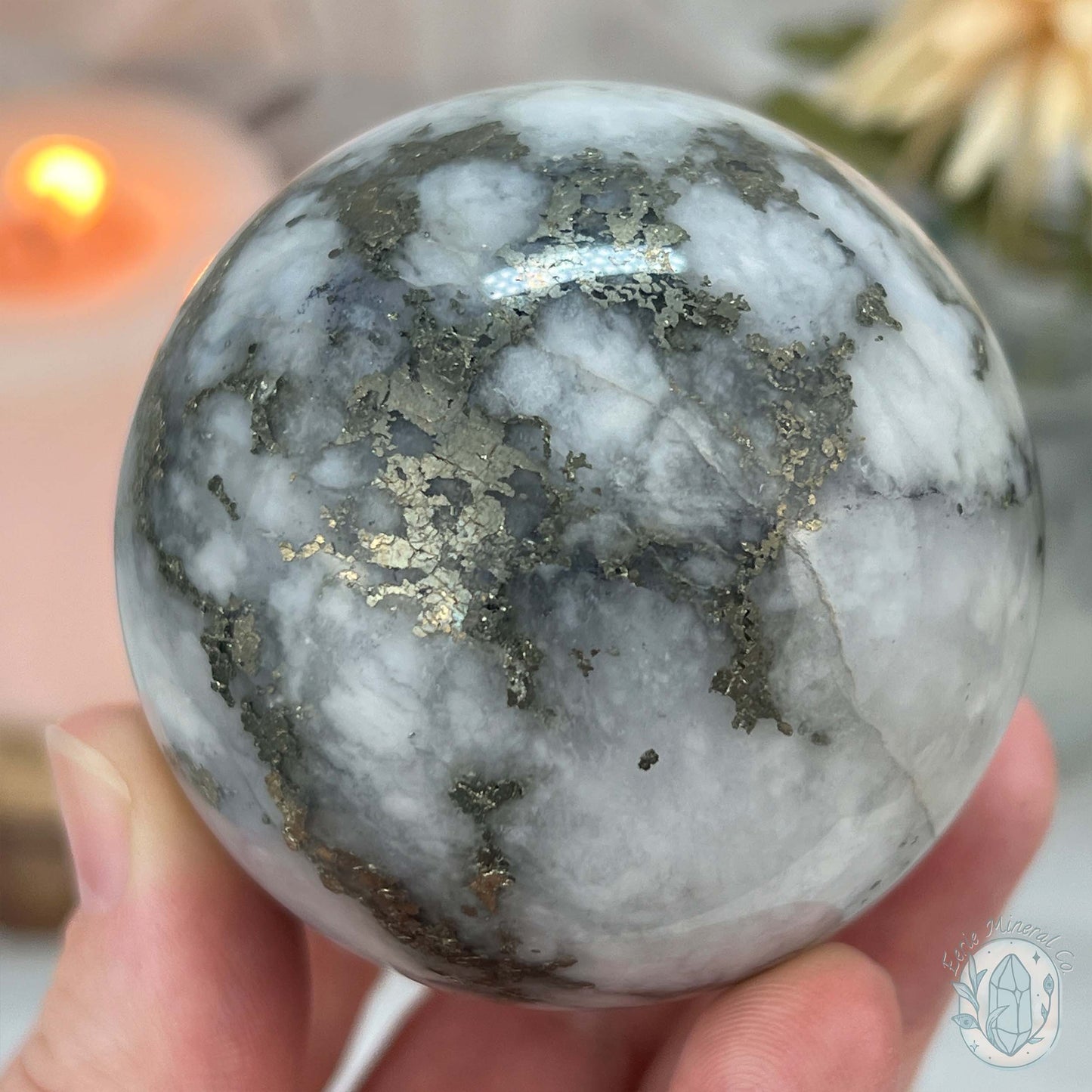 61mm Pyrite and Quartz Polished Sphere