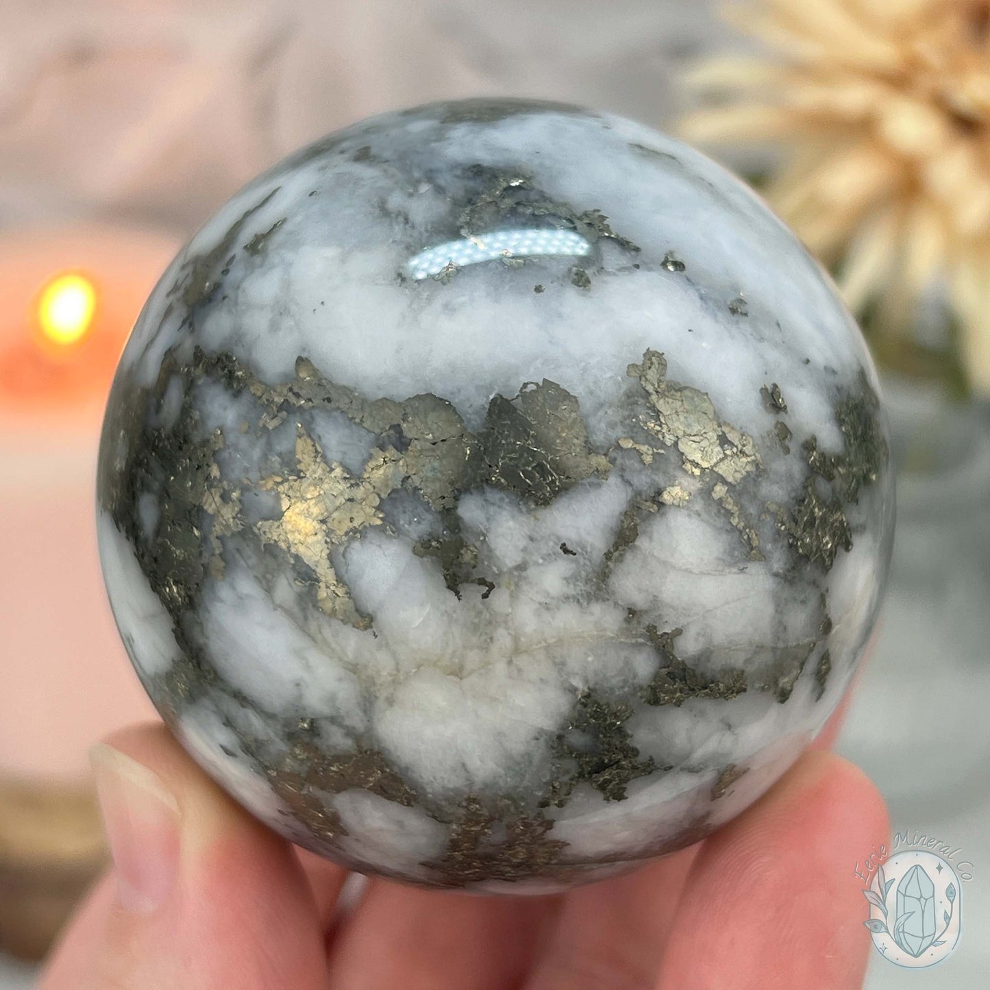 61mm Pyrite and Quartz Polished Sphere