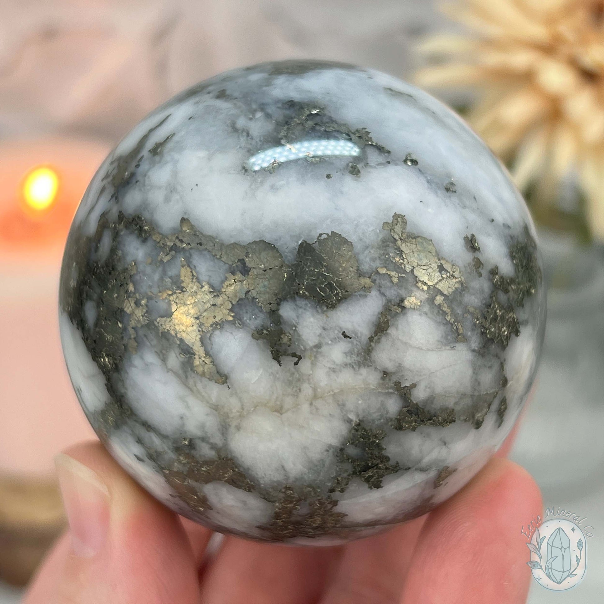 61mm Pyrite and Quartz Polished Sphere