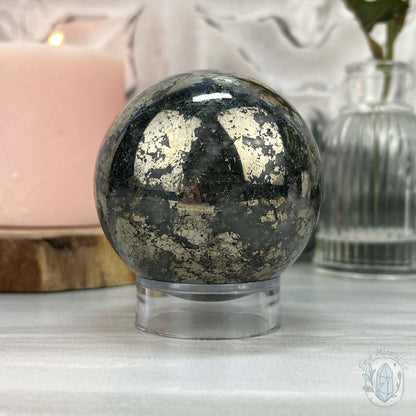 70mm Pyrite and Quartz Polished Sphere