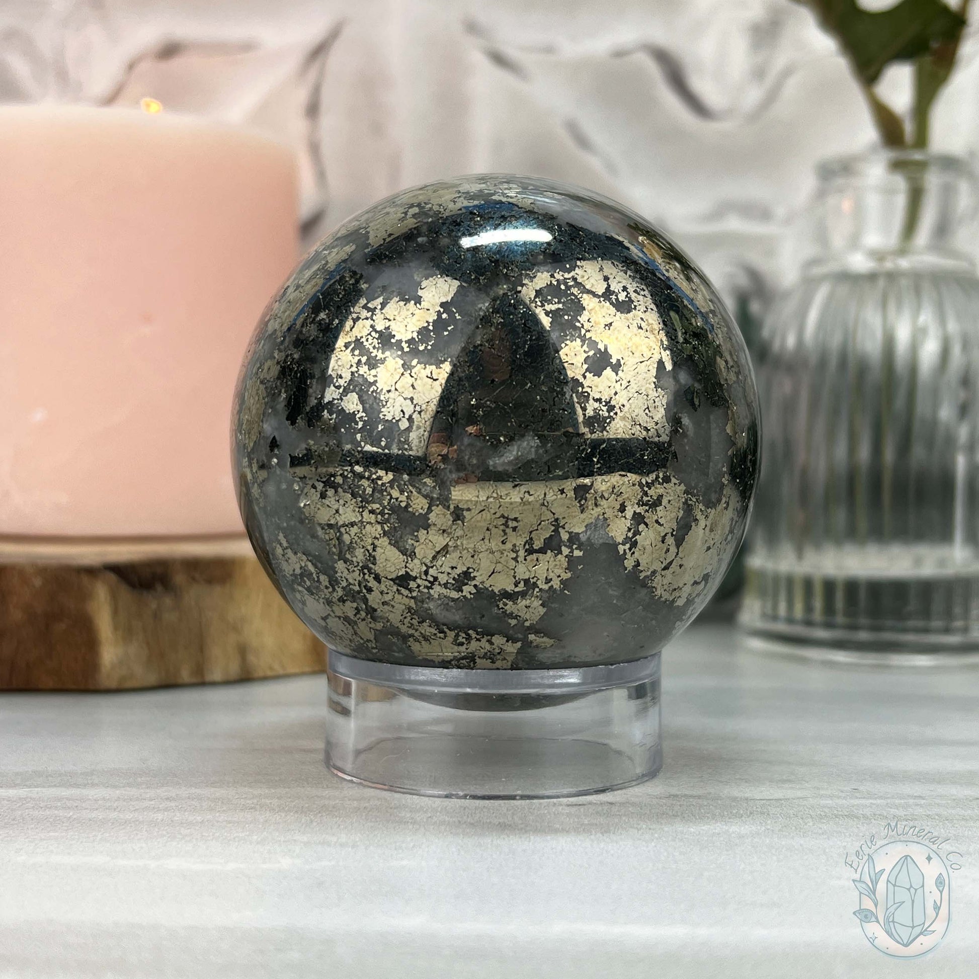 70mm Pyrite and Quartz Polished Sphere