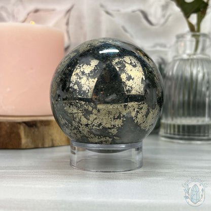 70mm Pyrite and Quartz Polished Sphere