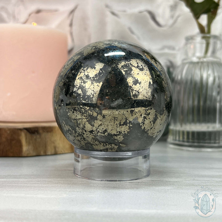 70mm Pyrite and Quartz Polished Sphere