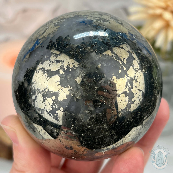 70mm Pyrite and Quartz Polished Sphere