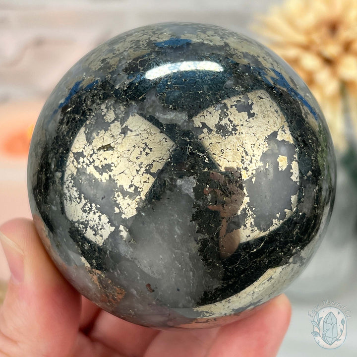 70mm Pyrite and Quartz Polished Sphere