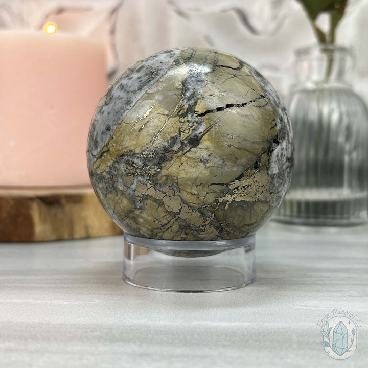 68mm Pyrite and Quartz Polished Sphere