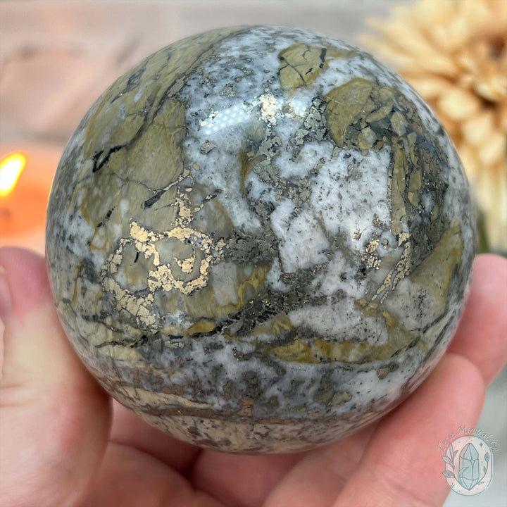 68mm Pyrite and Quartz Polished Sphere