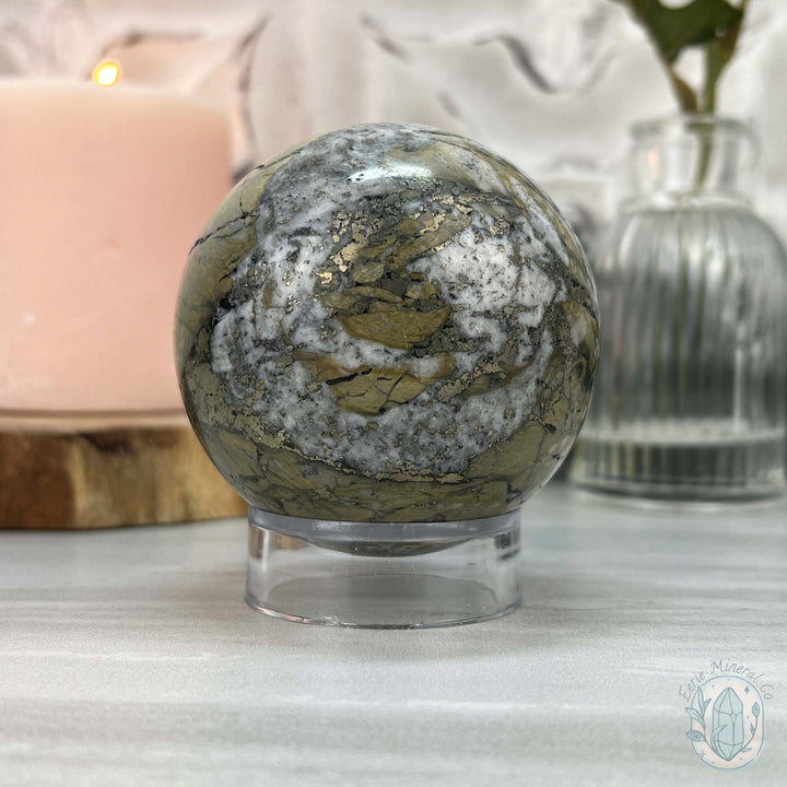 68mm Pyrite and Quartz Polished Sphere